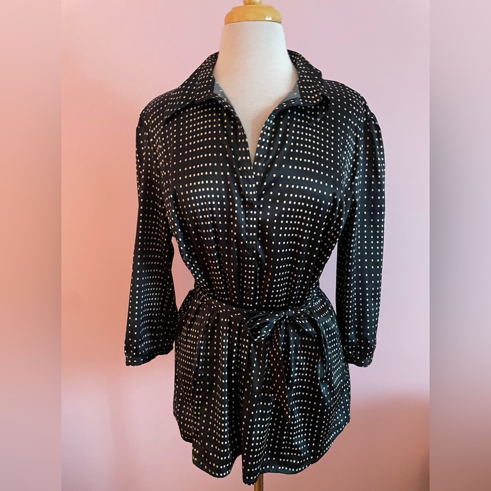 Black and Cream Patterned Blouse